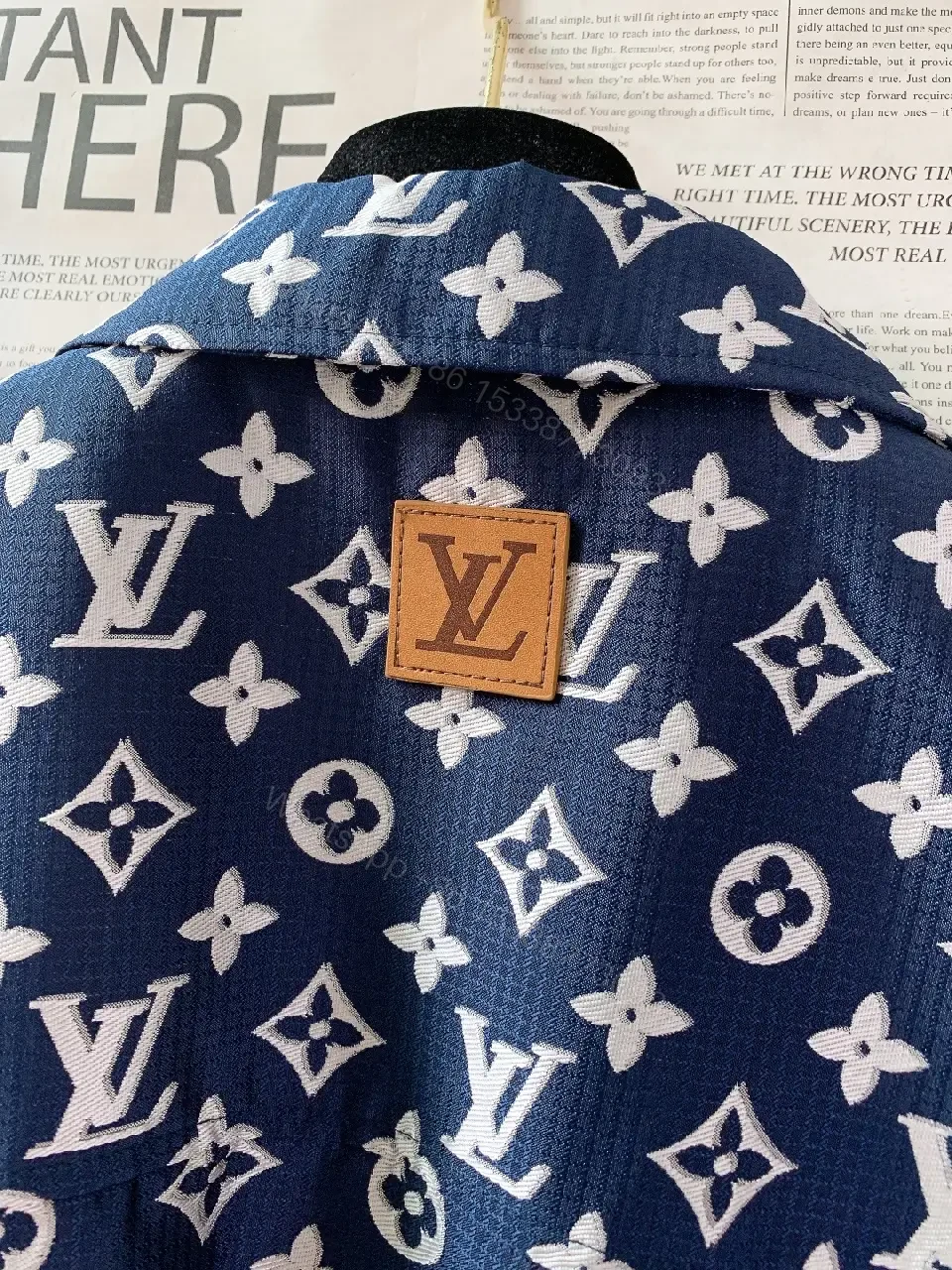 View 4 of Patterned Denim Jacket with Monogram Motif - Street-Chic Statement