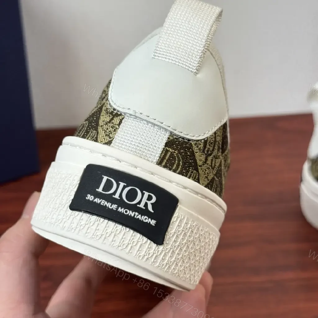 View 8 of Beige-White Dior-Style Canvas Platform Sneakers