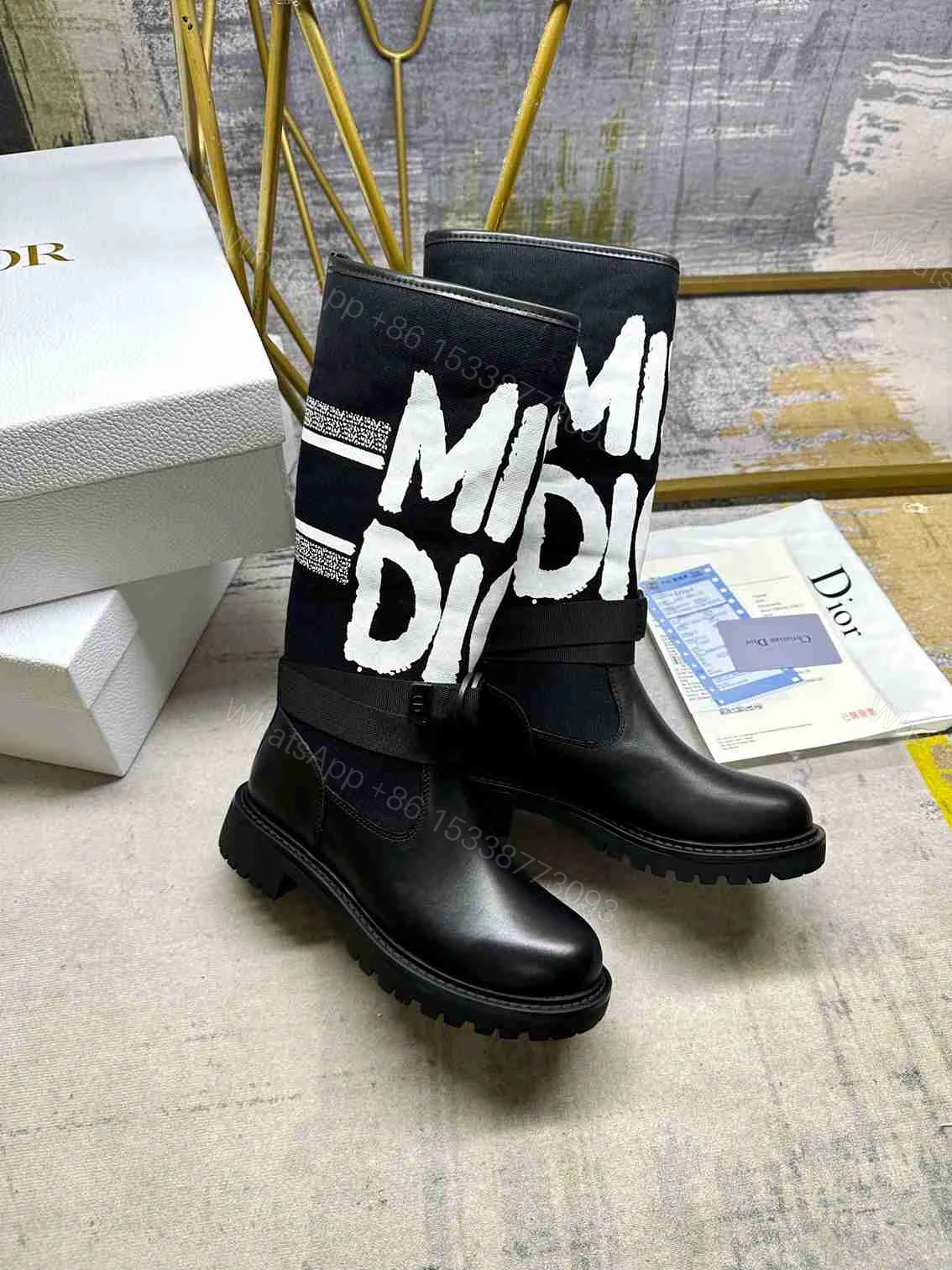 View 3 of DIOR D MAJOR BOOT WITH MISS DIOR PRINT BLACK KDI929CMV S17X