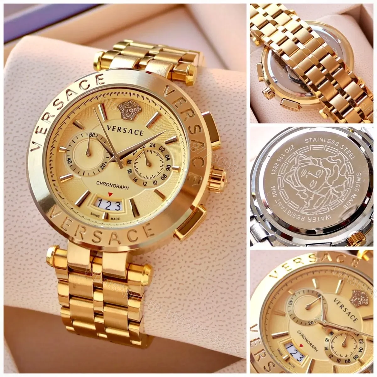 View 3 of Versace Aion Chronograph Golden Brand: Versace For: Men Collection: Premium Collection Model: Aion Chronograph Dial Size: 45mm