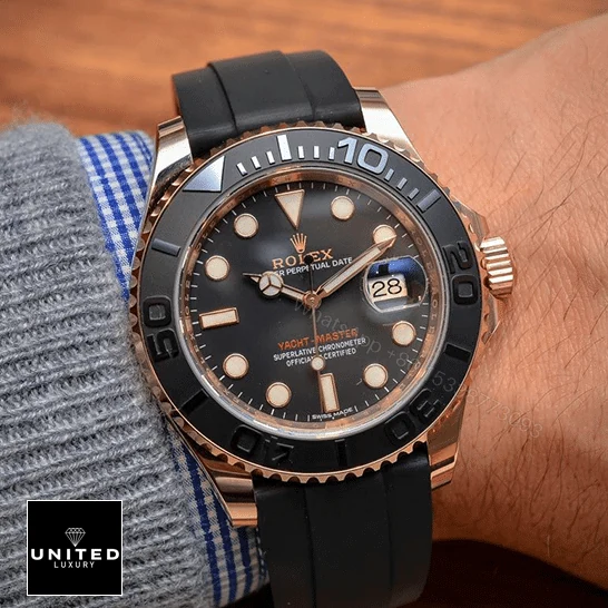 View 12 of Rolex Yacht-Master 40 116655 SATS Rose Gold Automatic Rubber Black Dial Replica