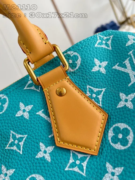 View 3 of Turquoise Monogram Satchel â€“ Canvas + Leather, Structured, All-Day Versatility