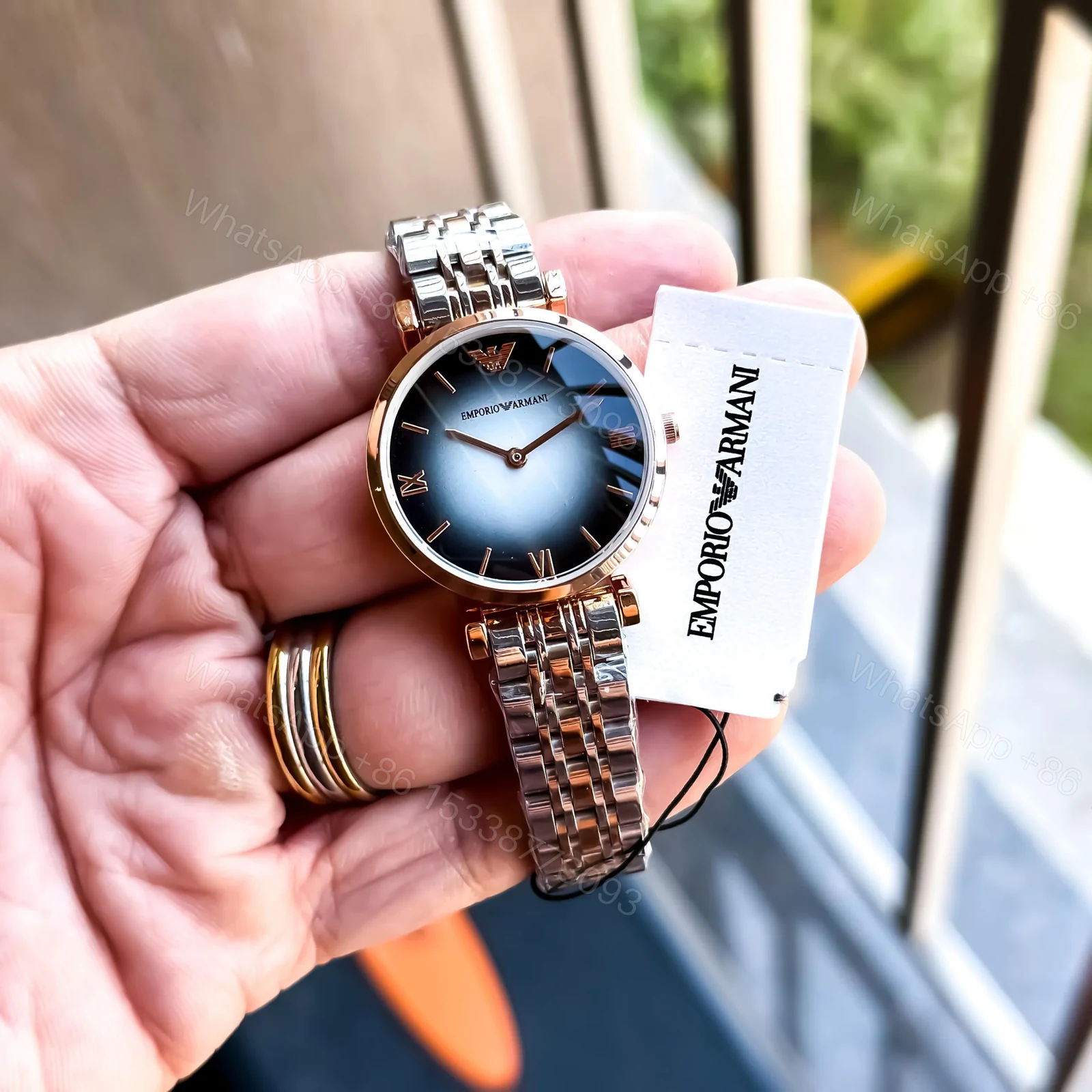 View 2 of Emporio Armani Rose Gold Two-Tone Stainless Steel