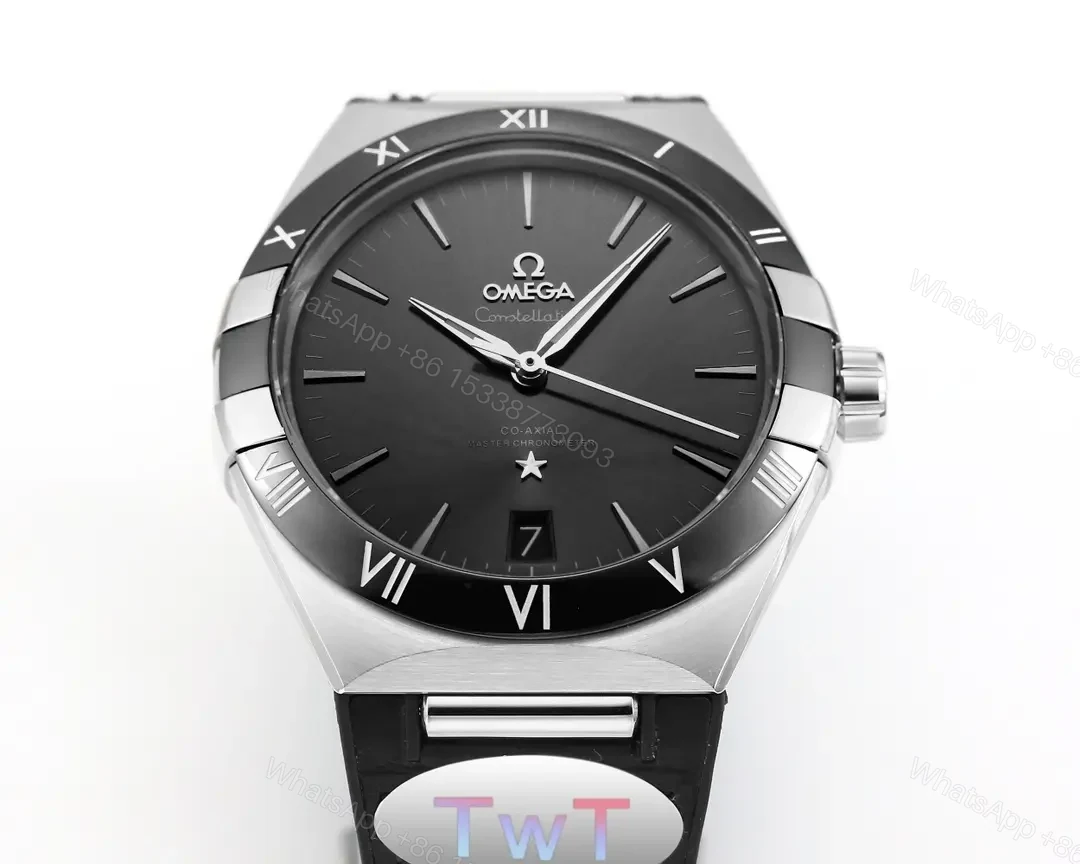 View 5 of Omega Constellation Meteorite Series 5th Generation 41MM Black Dial Watch with Black Leather Strap