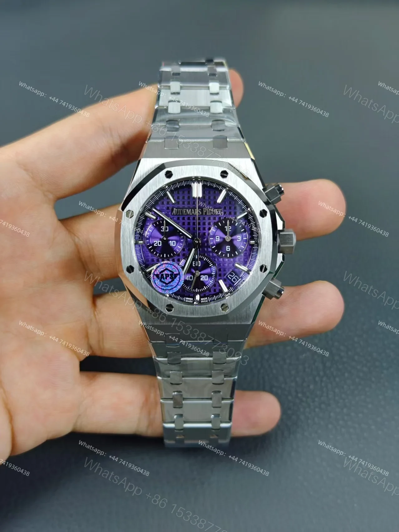 View 14 of Audemars Piguet Super Clone Royal Oak Purple Dial 26240 Chronograph 41mm Cal.4401