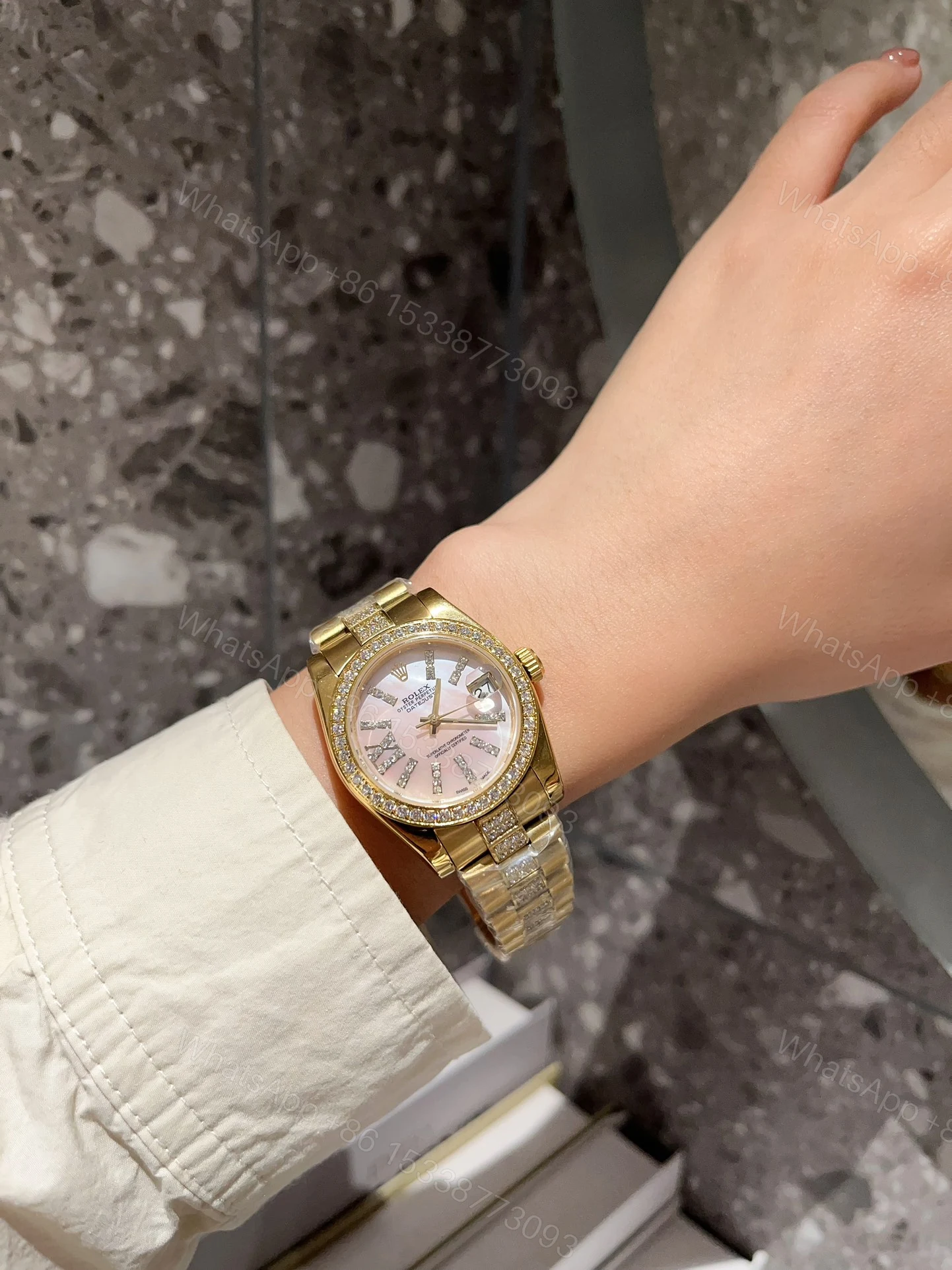 View 3 of Rolex Datejust Diamond In Gold With Pinl Dial 31Mm