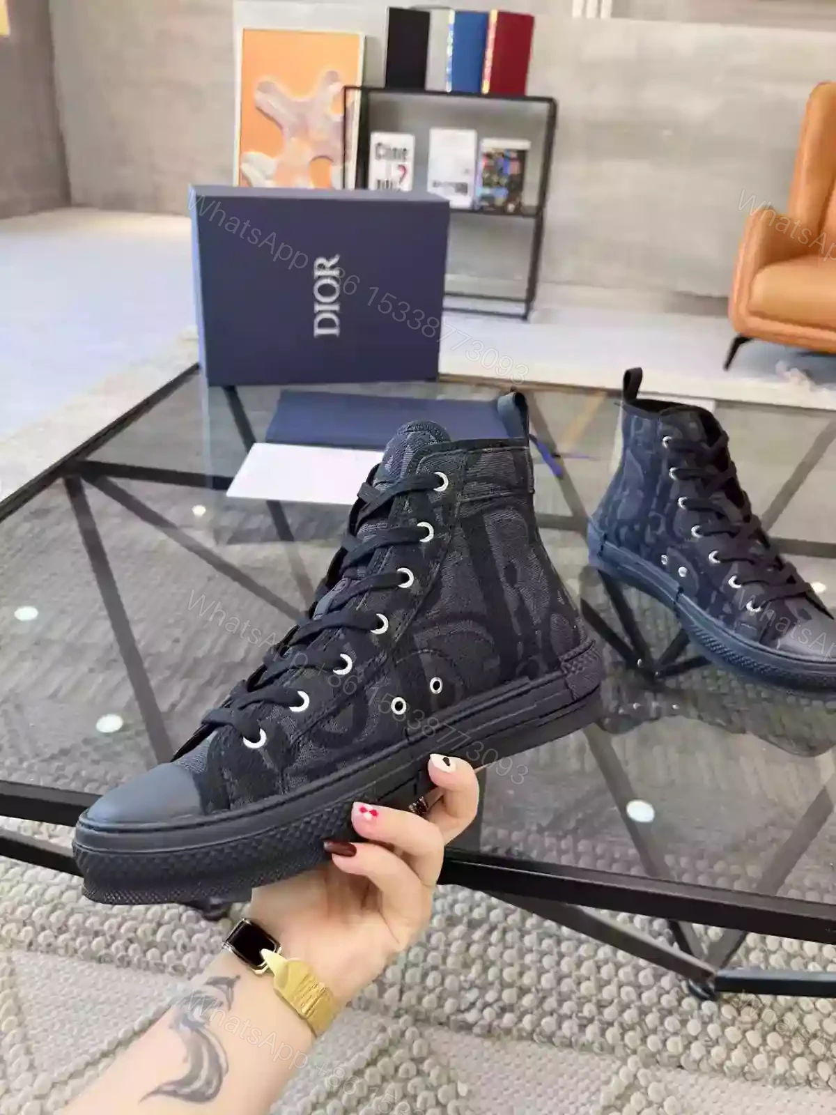 View 5 of B23 HIGH-TOP SNEAKER BLACK MAXI DIOR OBLIQUE JACQUARD – CD118