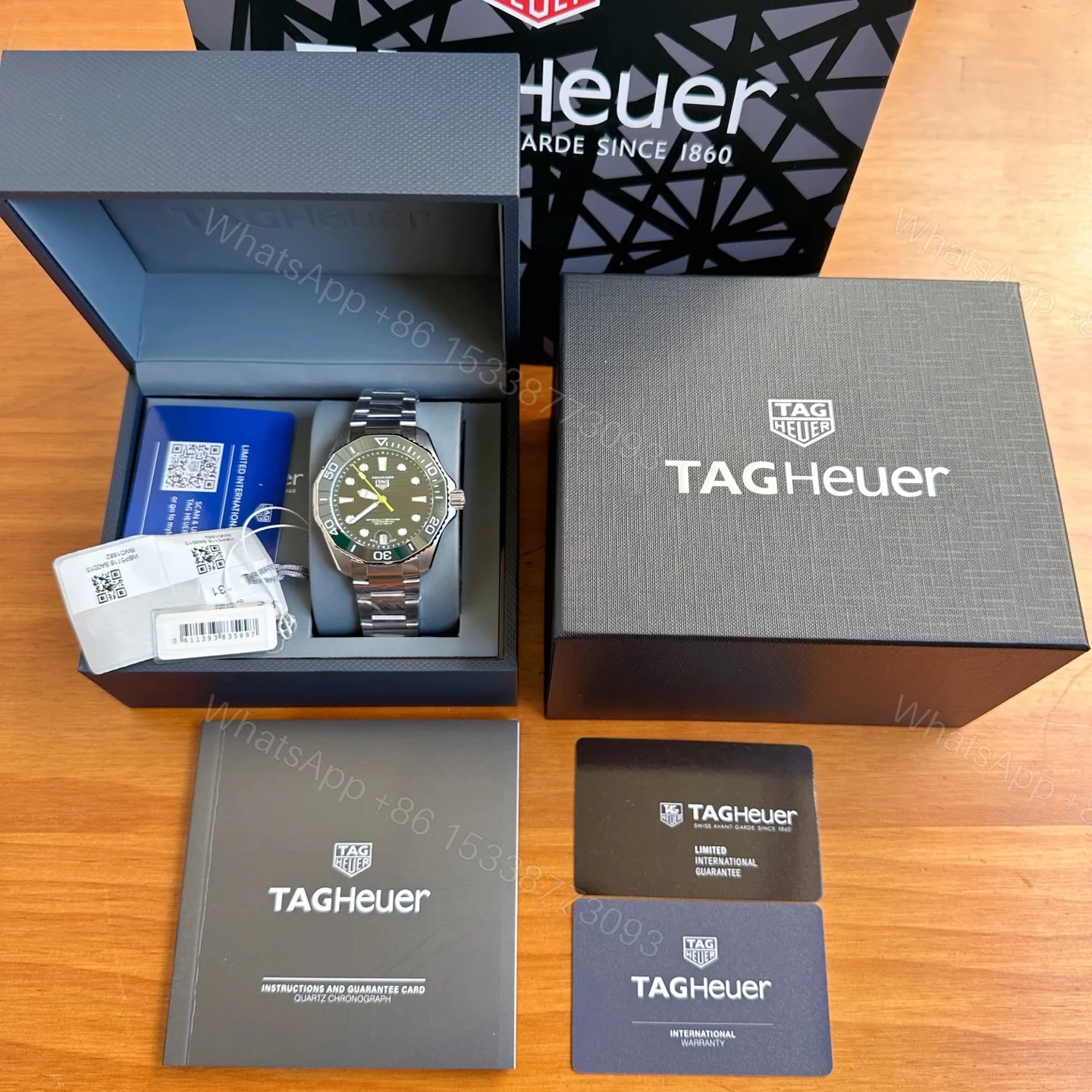 View 2 of TAG Heuer Aquaracer Automatic Watch 43MM Blue Wave Dial Ceramic Bezel Stainless Steel Bracelet Premium Edition TAG-AQUA-WAVE-BLU-43