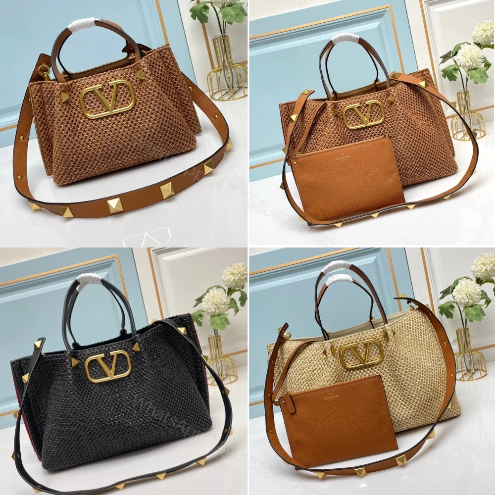 View 6 of VALENTINO GARAVANI MEDIUM STRAW SUMMER TOTE BLACK 35CM