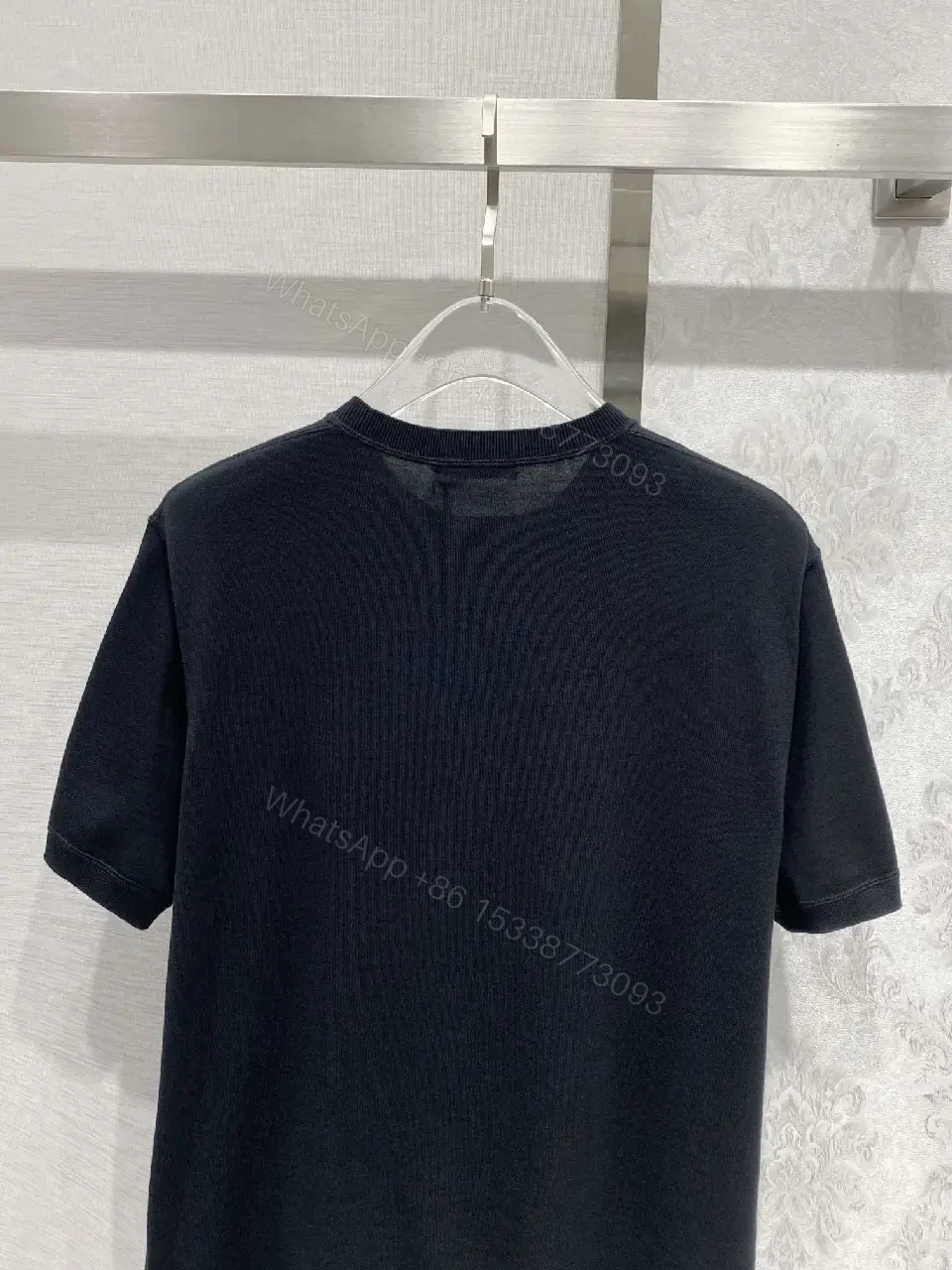 View 5 of Premium Cotton Crew Tee with Prada Milano Logo - Luxe Casual Wear