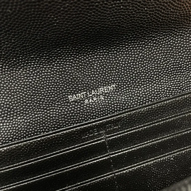 View 9 of Chic Black Textured Clutch: YSL Hardware | Luxury Evening Bag