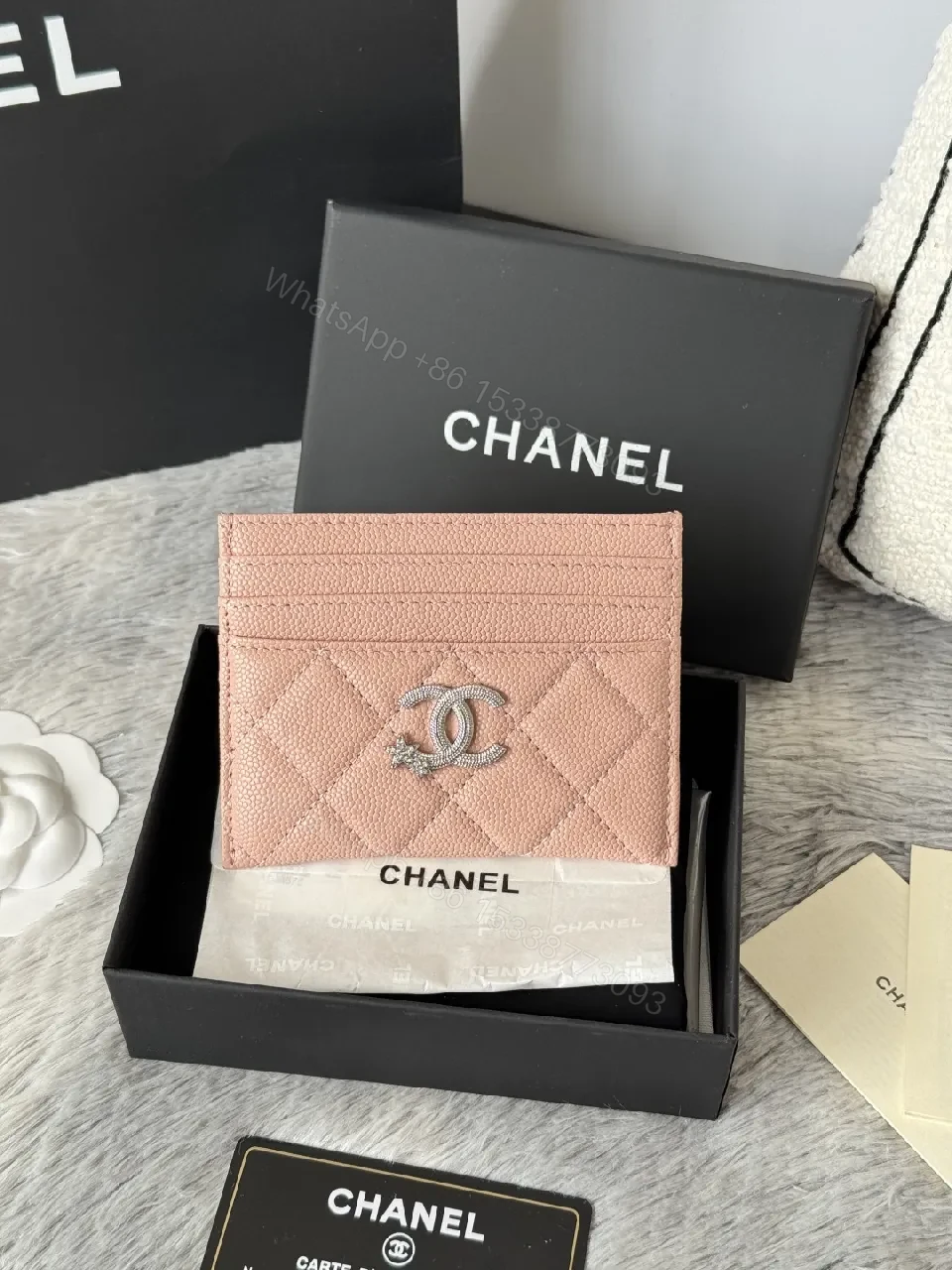 View 7 of Pink Quilted Cardholder: Compact Luxury Leather