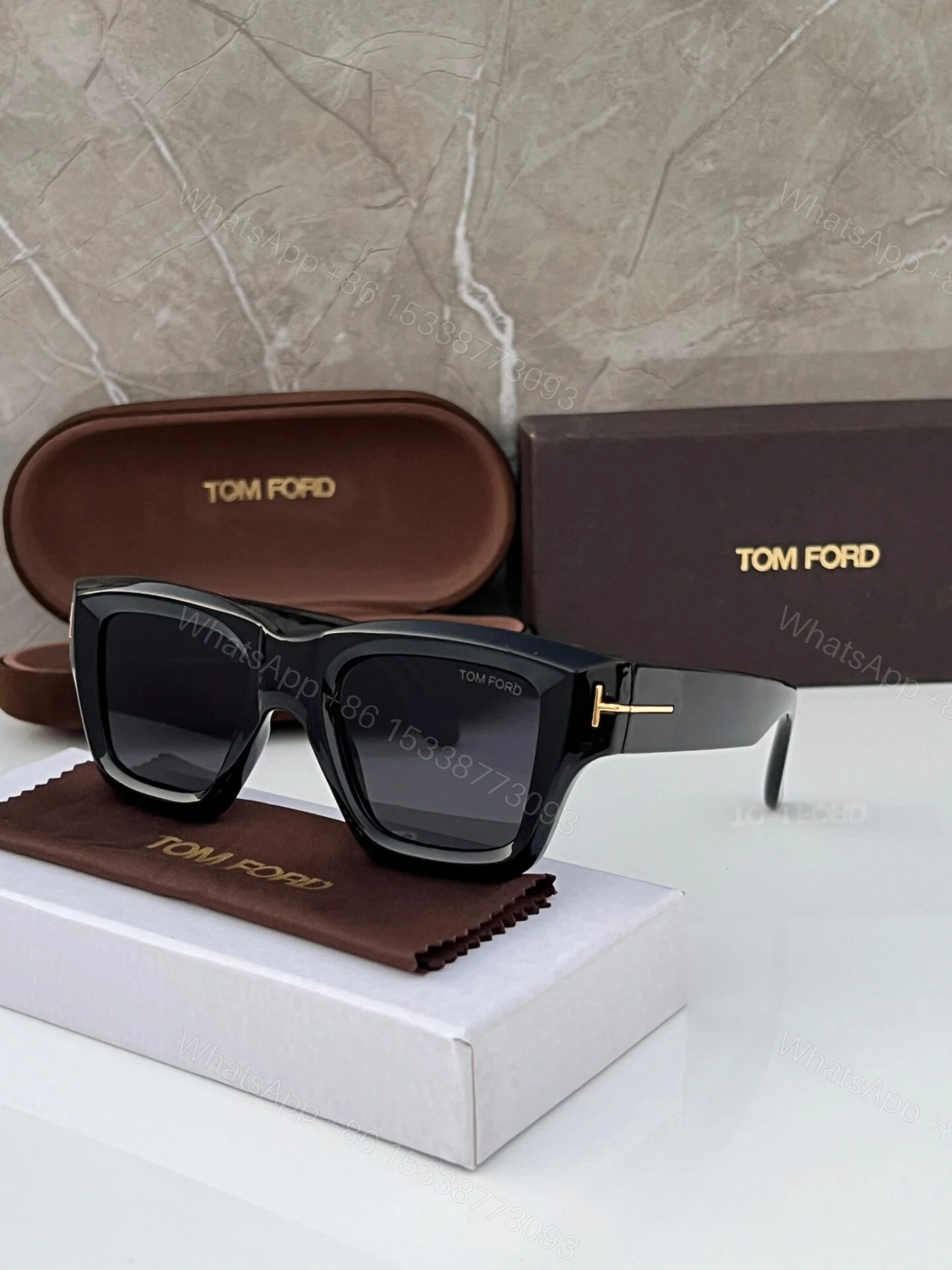 Tom Ford Rectangular Black Sunglasses — view 1