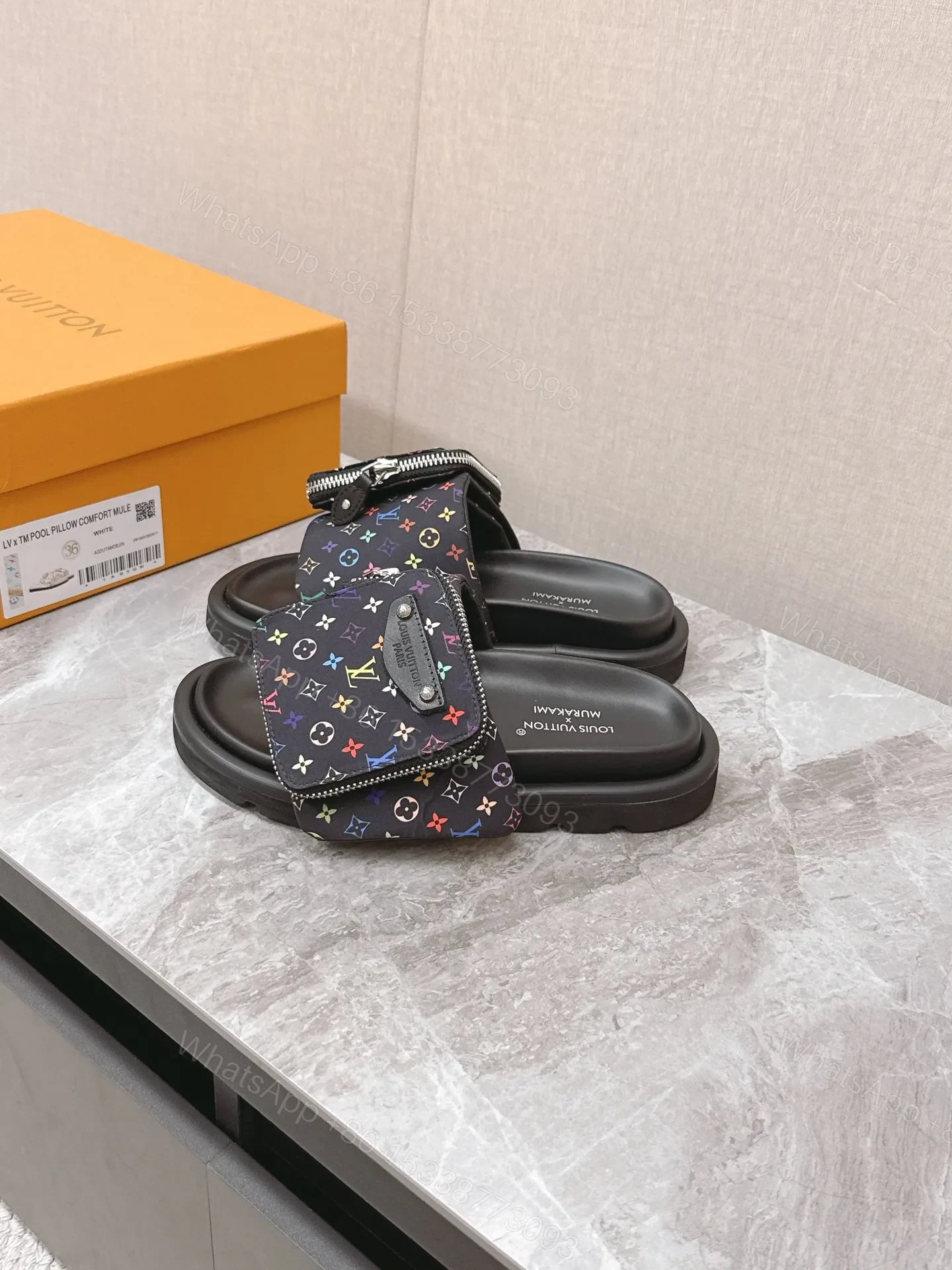 View 5 of LV Women Black Fabric Adjustable Pocket Mules