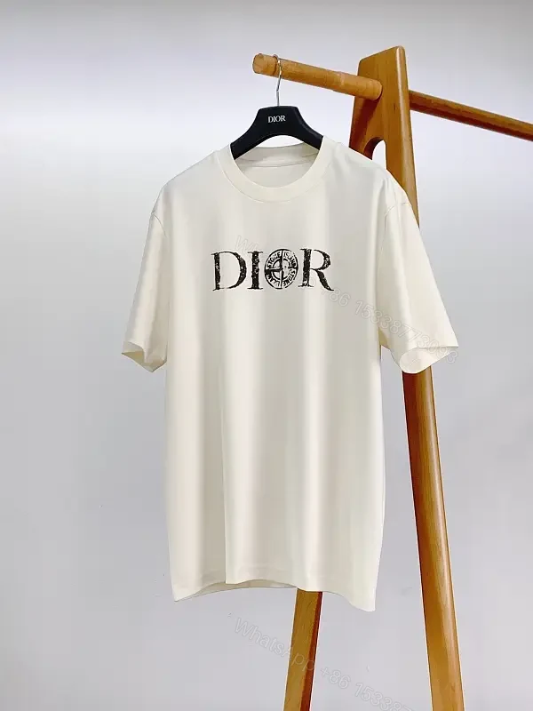 Off-White Cream Casual Logo Tee with Bold DIOR Emblem T-shirt — view 1