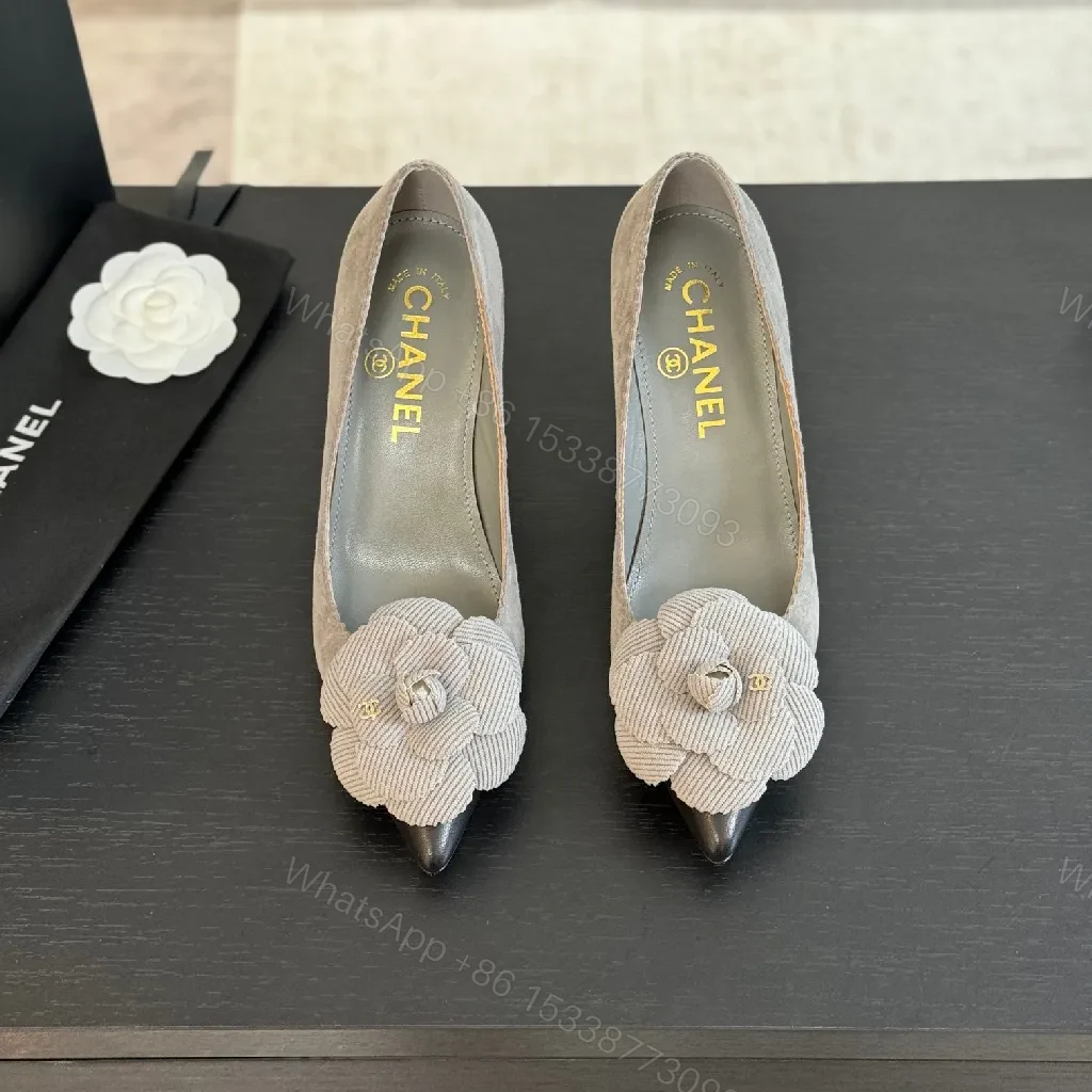 Soft Taupe Corded-Flower Pumps with Chanel Twist Footwear — view 1