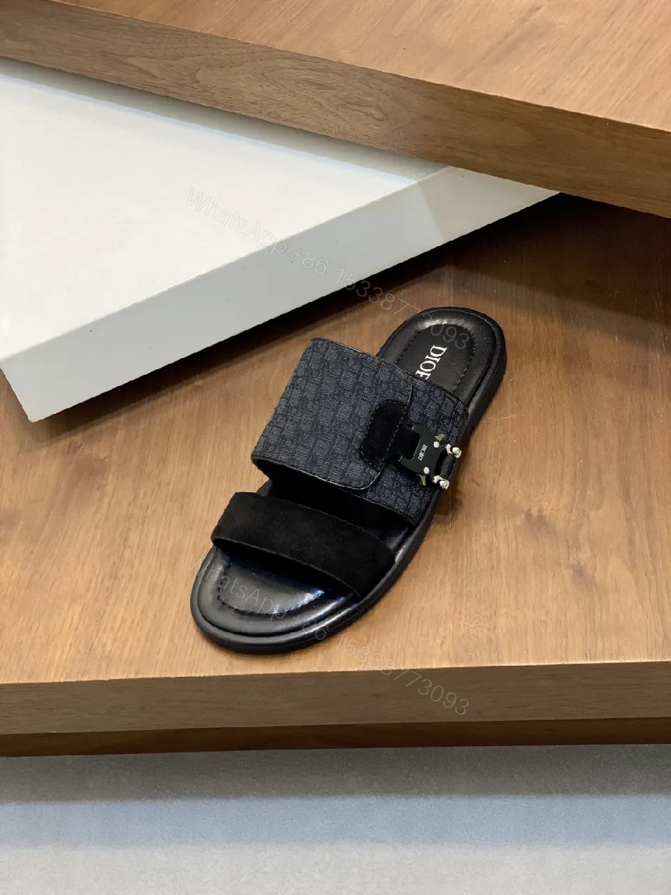 View 3 of Textured Slide in Black with Premium Comfort and Detailing