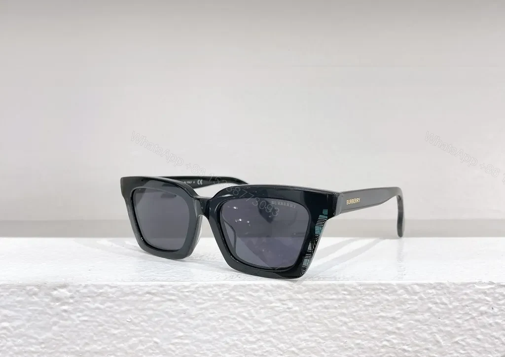 View 7 of Burberry-Inspired Square Sunglasses: Black Acetate, UV400