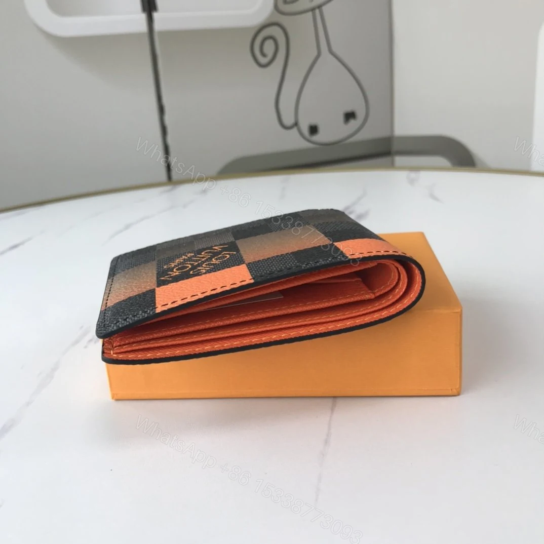 View 9 of Louis Vuitton Multiple Wallet Damier Graphite Giant 3 Card Slot Orange In