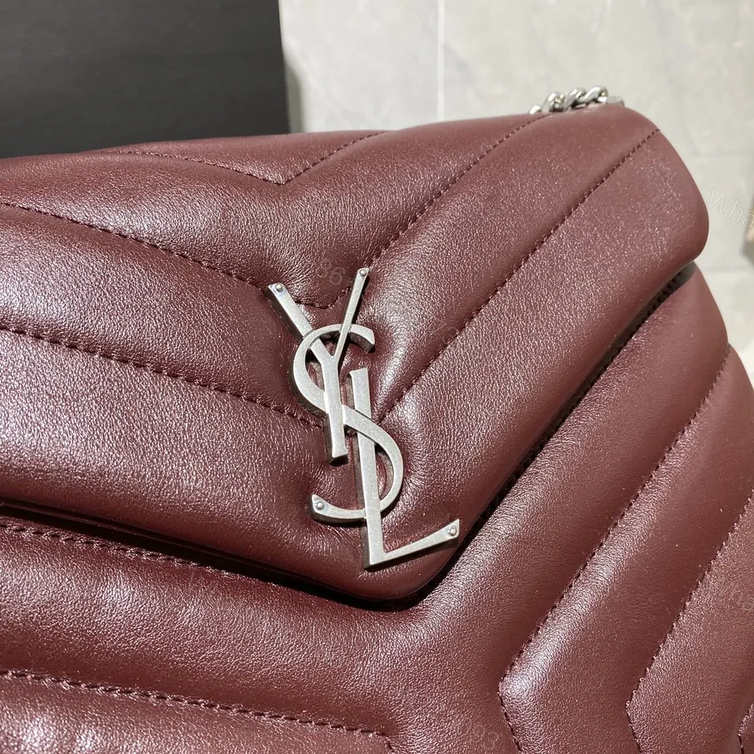 View 2 of YSSL Loulou Small Chain Bag In Matelassé “Y” Burgundy