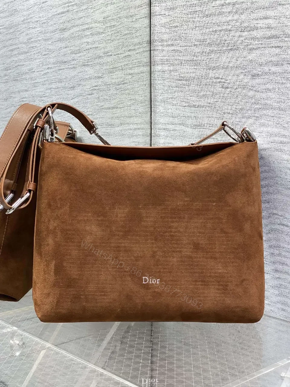 View 2 of Rich Suede Shoulder Bag: Minimalist, Subtle Branding, Crossbody