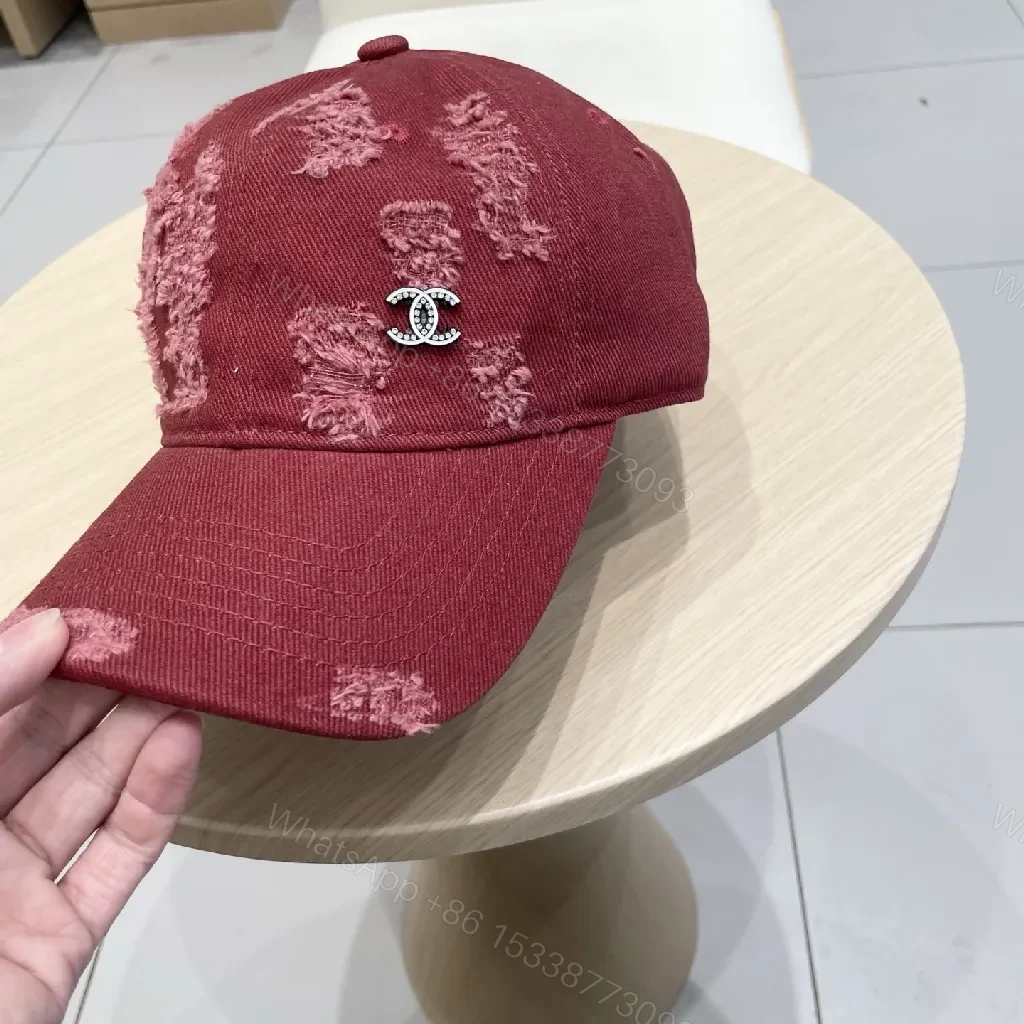 View 4 of Distressed Burgundy Cap: Luxe Texture, Subtle Logo, Everyday Wear