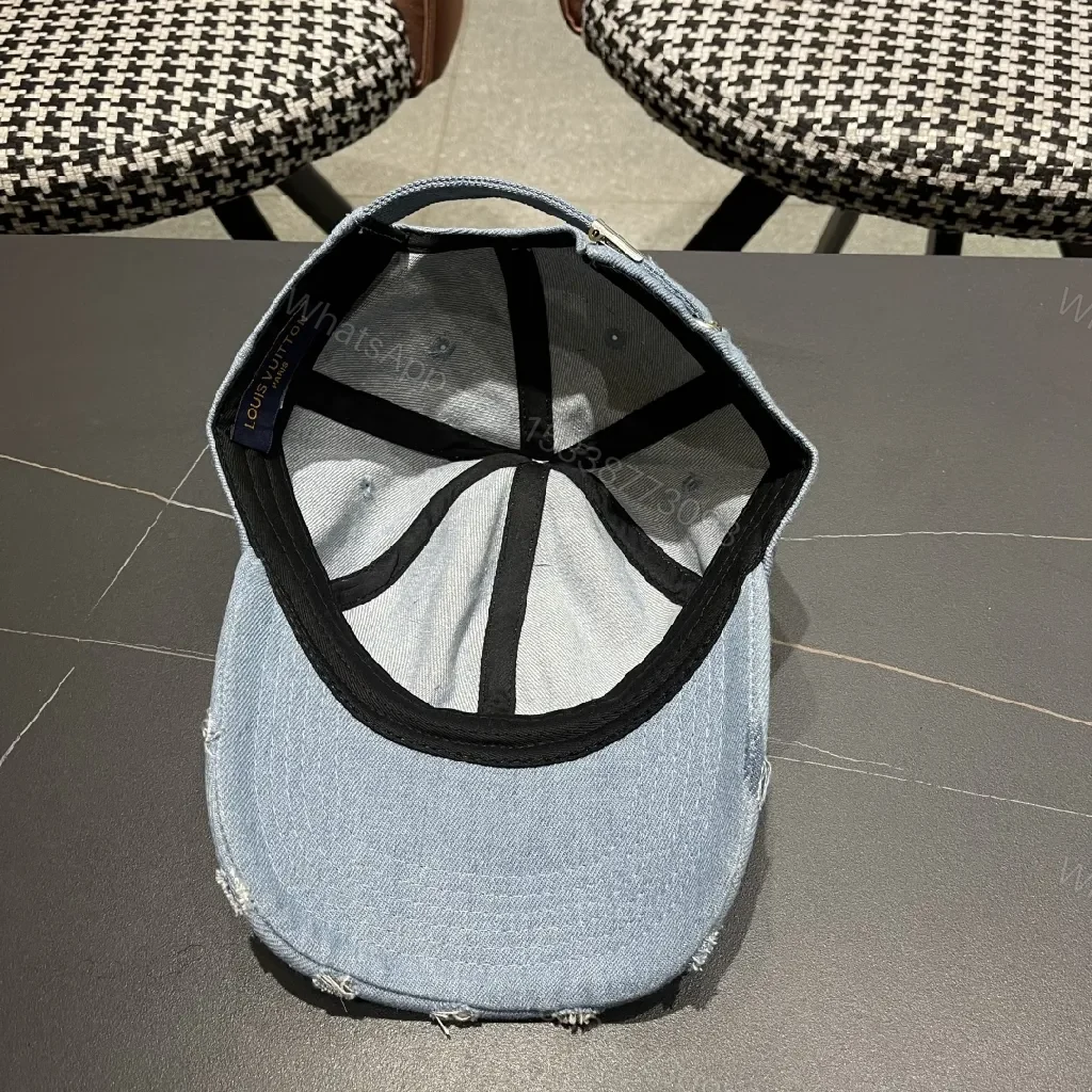 View 8 of Denim Cap with Embroidered Metallic Monogram - Everyday Luxe Cap