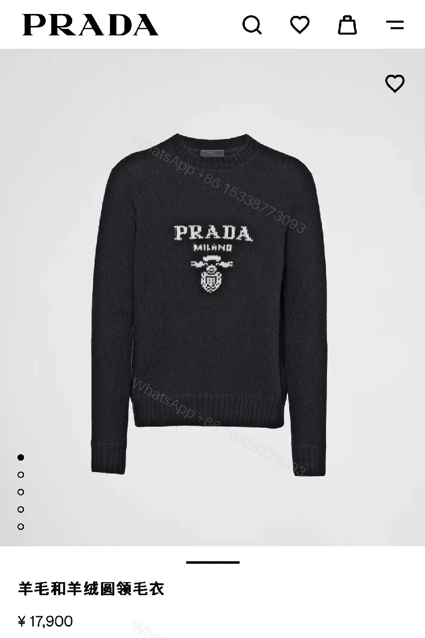 View 3 of Leather-Feel Knit Crewneck with Crest: Subtle Luxury Comfort