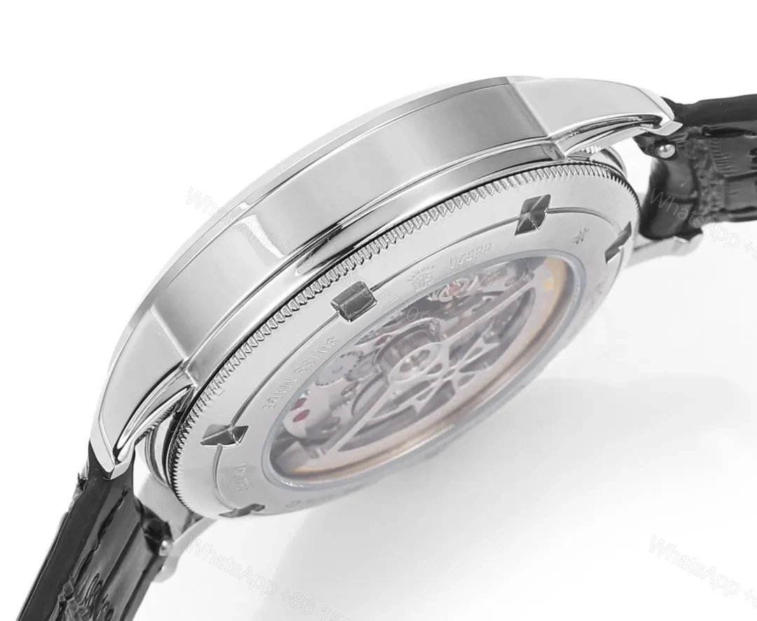 View 7 of GS Factory Vacheron Constantin Traditionnelle Mechanical Watch 83520/000R-9909 – Silver Dial, Black Leather Strap, 40mm Case, Power Reserve, Date, and Day Display
