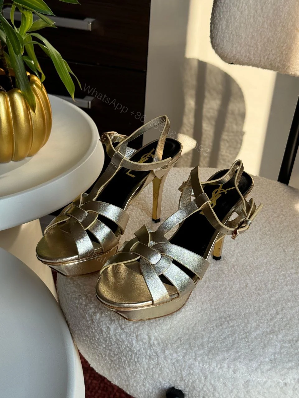 View 12 of Saint Laurent Dusty Leather Tribute Sandals