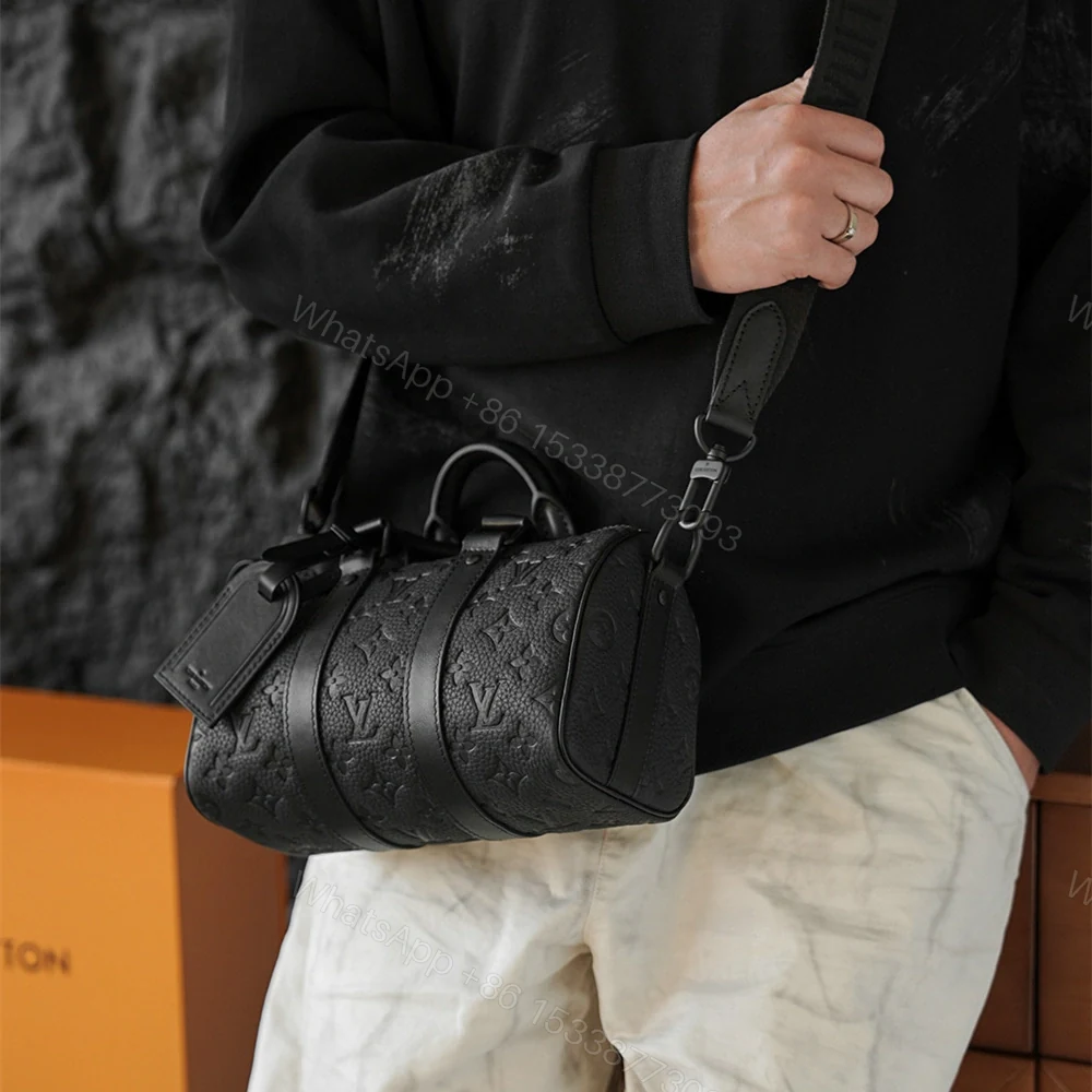 View 24 of 高仿LV*Keepall25系列M20900壓紋牛皮男士單肩包黑色免檢版