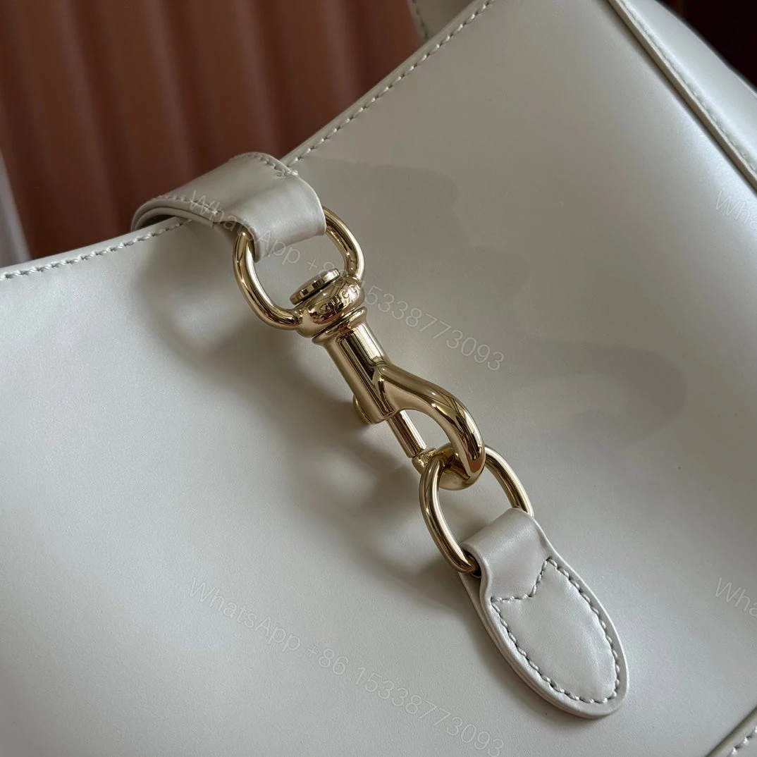 View 5 of JACKIE SMALL SHOULDER BAG 27 IN WHITE CALFSKIN GOLD HARDWARE