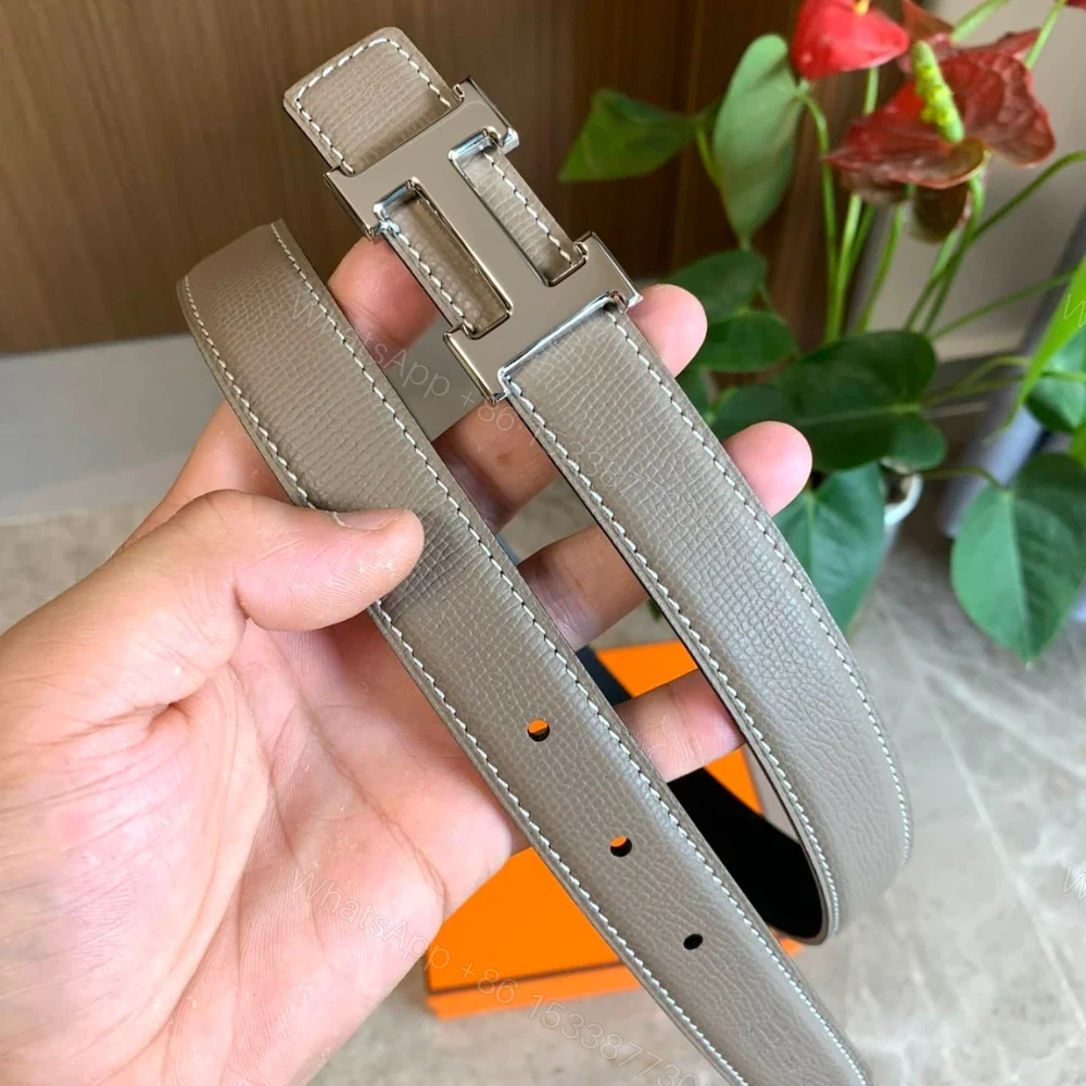 View 3 of Hermes Mini H Belt Buckle And Reversible Strap Silver Grey 24Mm H079645CK05