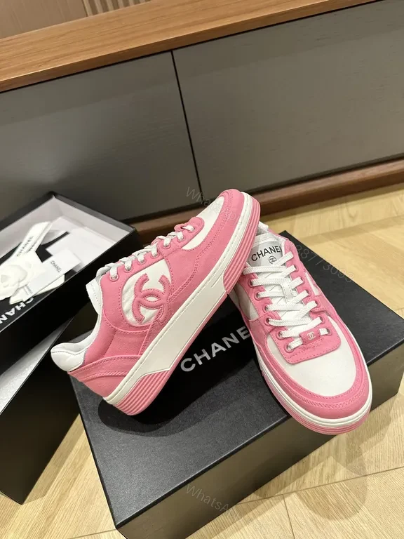 View 4 of Chic Pink & White Coach-Style Sneakers: Luxury Comfort