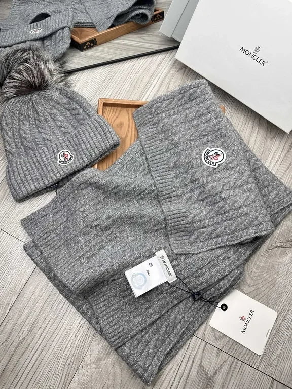 View 4 of Moncler-Inspired Cozy Cable Knit Scarf & Beanie Set