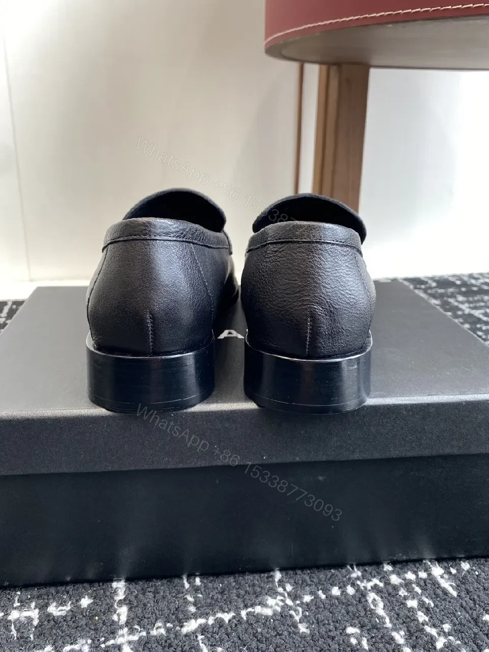View 3 of Black Leather Slip-On Loafers with Signature Band Jeg-Style Luxe Shoes