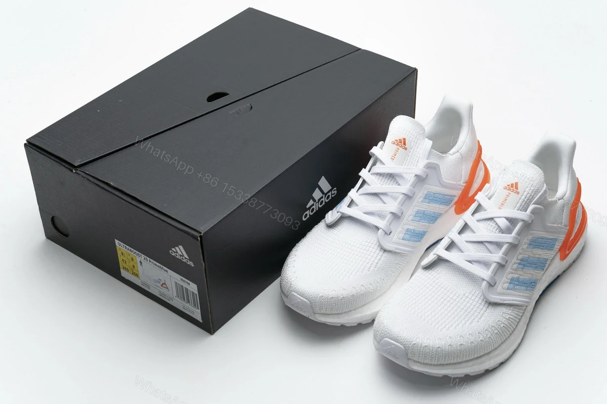 Adidas Ultra Boost 20 White Sharp Blue True Orange EG0768 — view 2