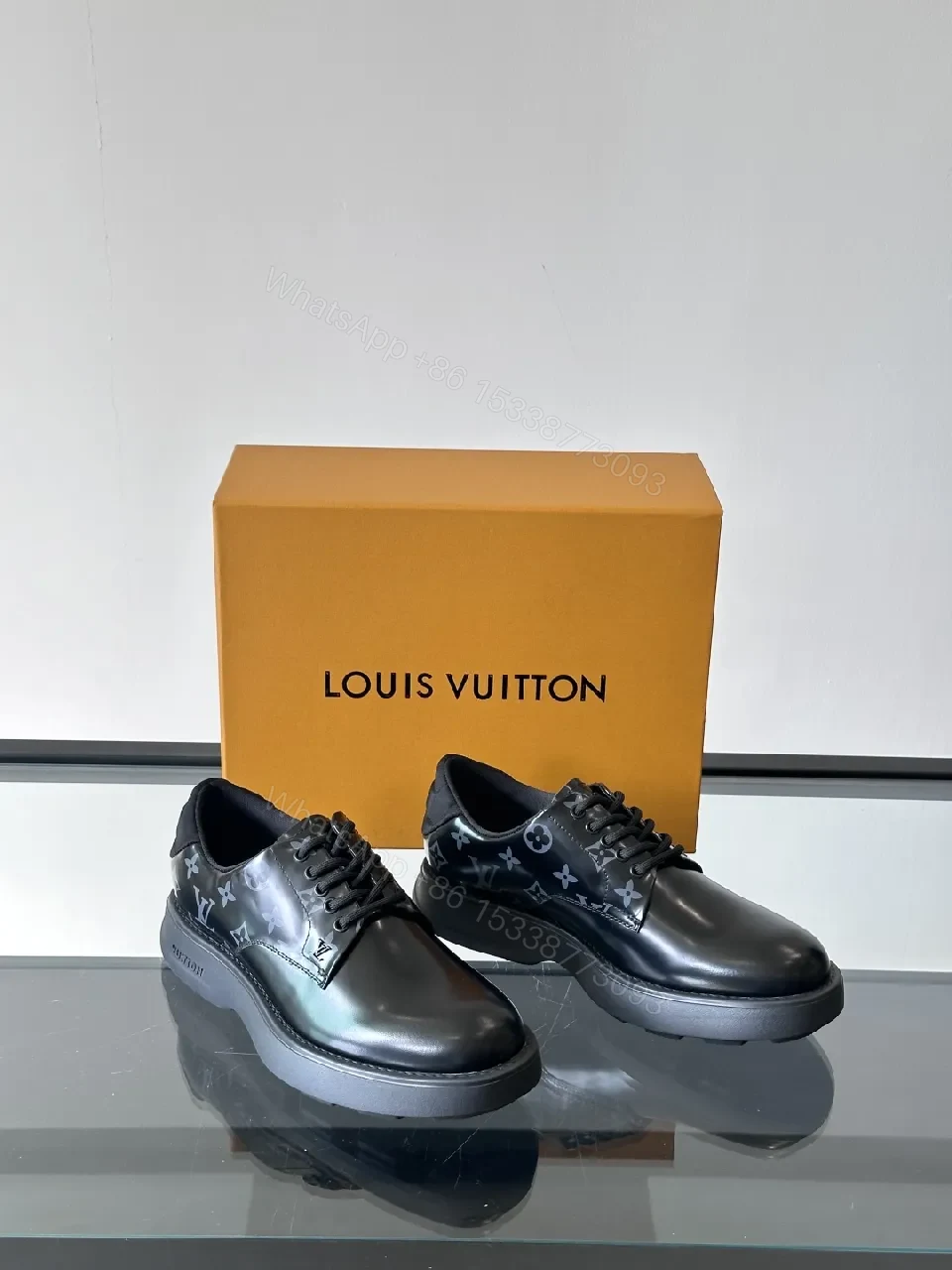 View 8 of Chic LV-Patterned Leather Derby Sneakers: All-Day Comfort