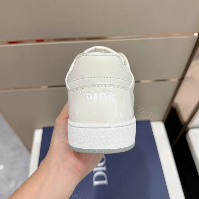 View 9 of Chic Vault White Leather Sneaker - Dior-Inspired Monogram Texture