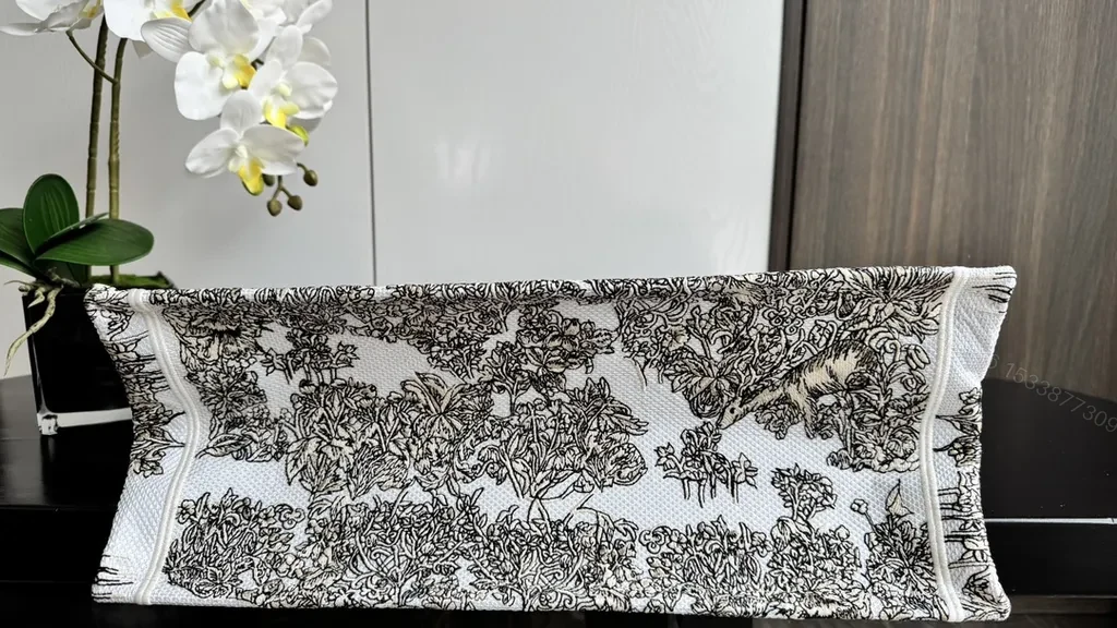 View 8 of Structured Tote: Dior-Print Luxury, Functional Chic Bag