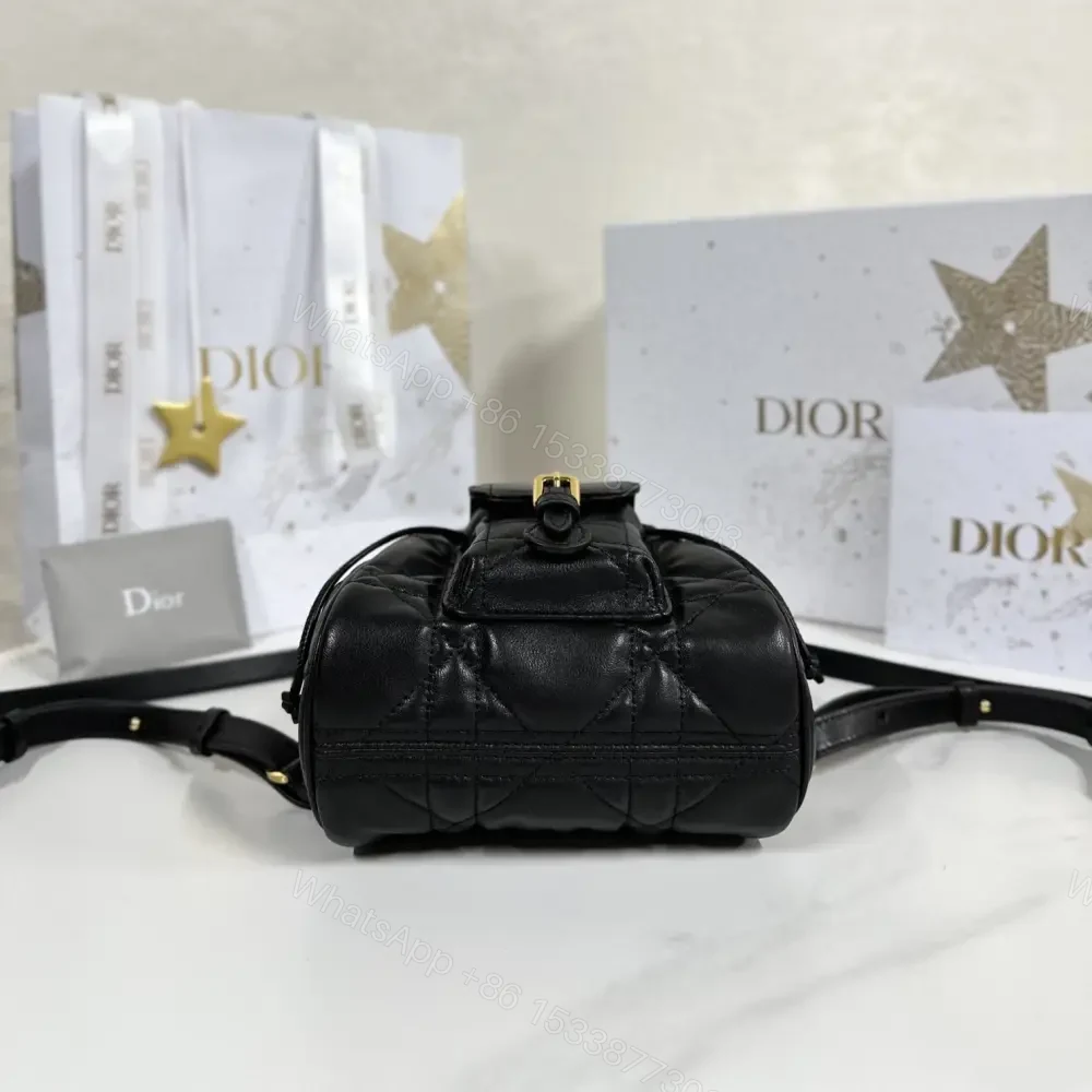 View 4 of 高仿Dior*Caro系列M6302M900小羊皮雙肩包黑色小號免檢版