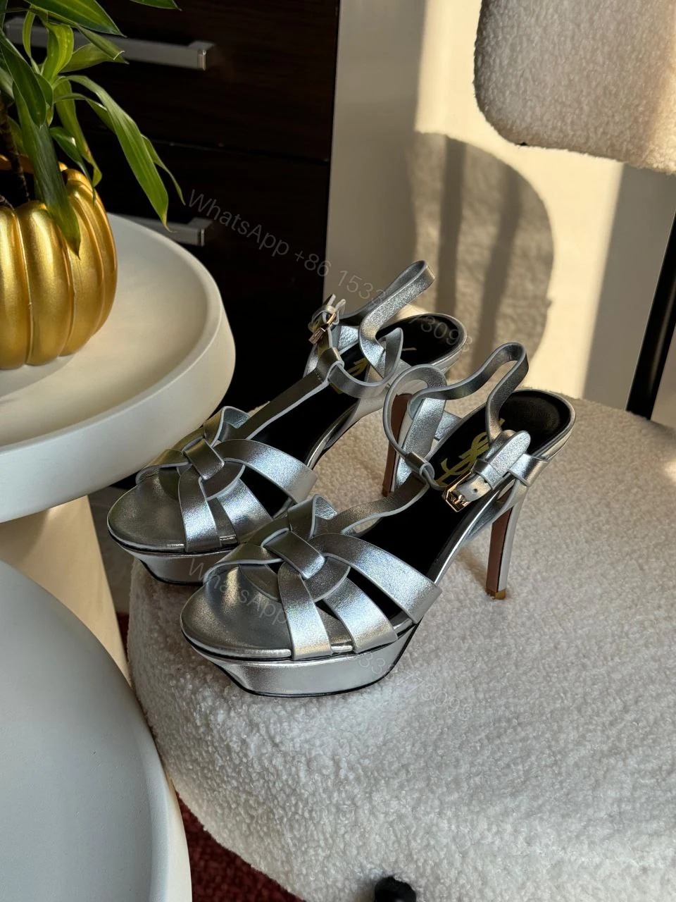 View 11 of Saint Laurent Dusty Leather Tribute Sandals