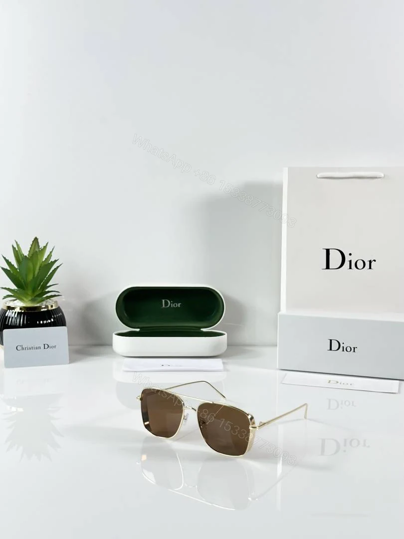 First Copy Dior Gold Aviator Sunglasses Brown Lens Unisex UV Protection — view 1