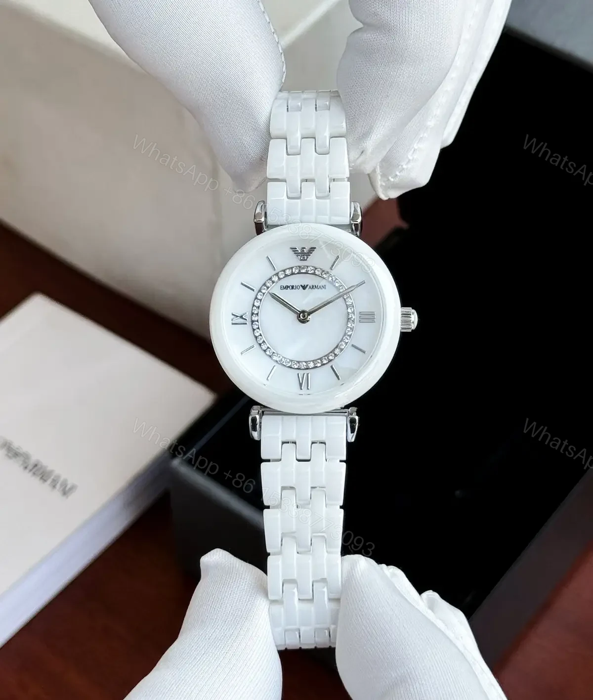 Emporio Armani White Ceramic 12MM Quartz Watch — view 1