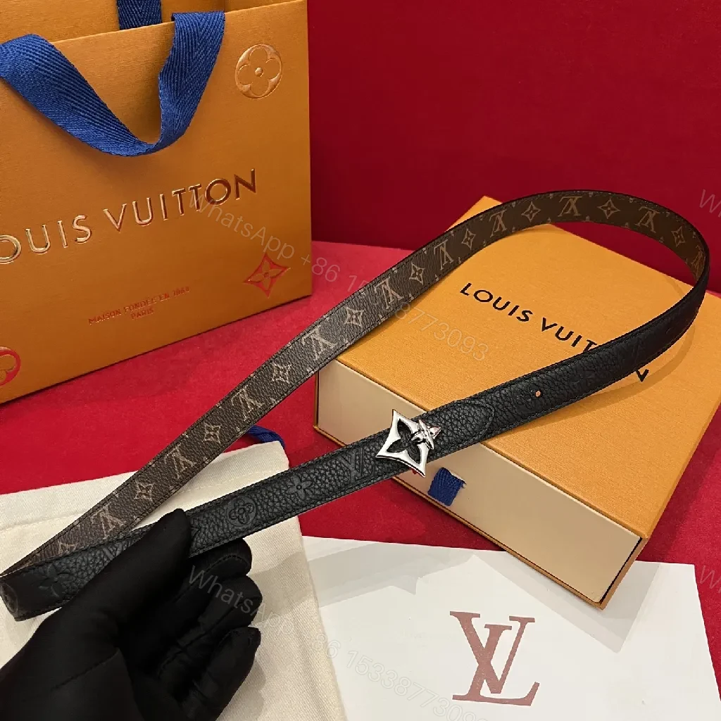 View 2 of Chic Textured Leather Belt — Monogram Accent, Slim Style, Versatile Accessory