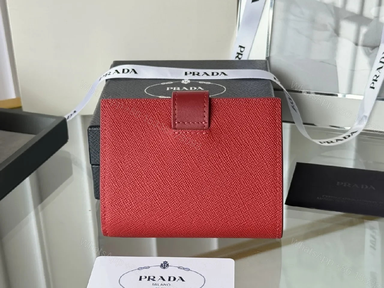 View 11 of Bold Red Saffiano Wallet: Compact Luxury for Everyday Use