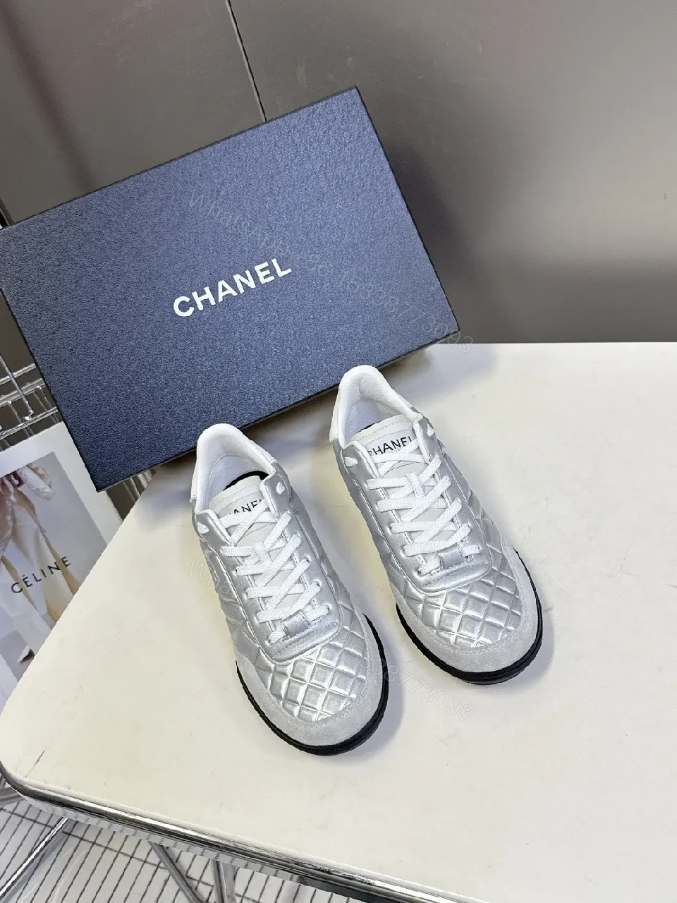 View 8 of Shimmer Quilted Leather Runner with Metallic Chanel-Inspired Detailing