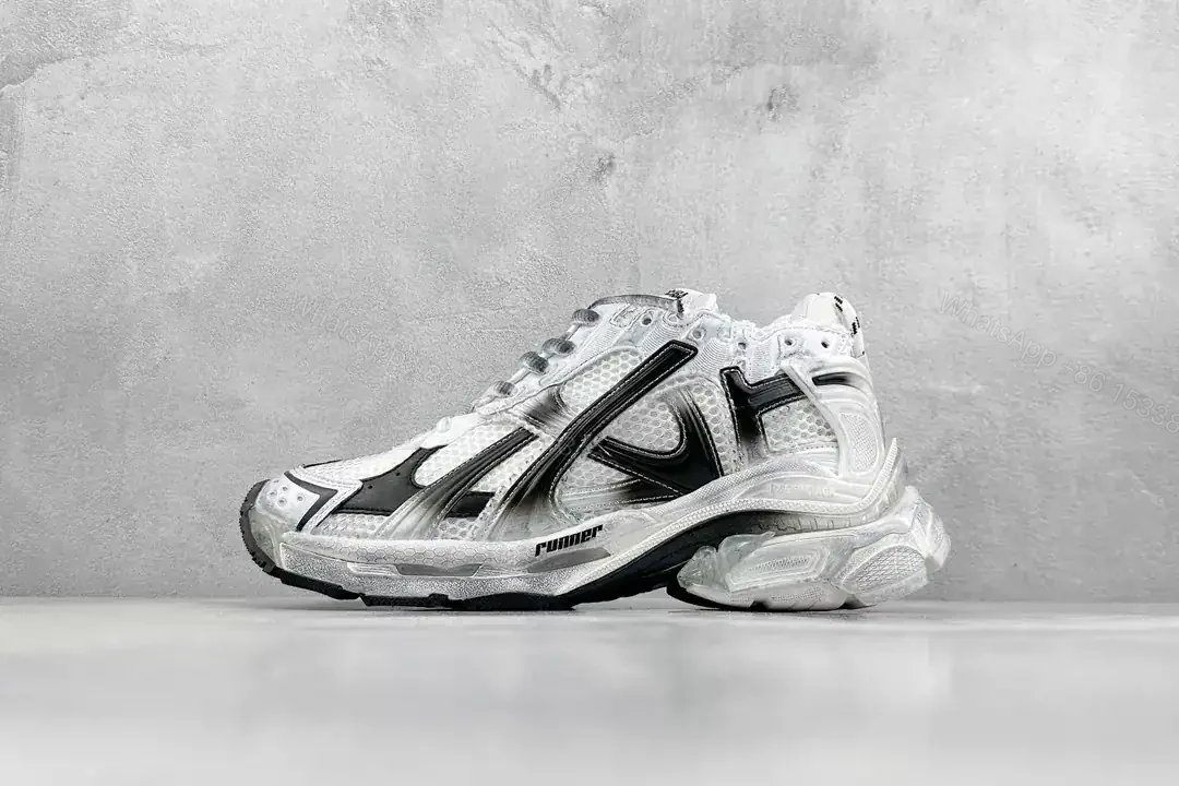 View 9 of BALENCIAGA RUNNER GRADIENT SNEAKER IN WHITE AND BLACK POLYURETHANE AND POLYESTER – BB265