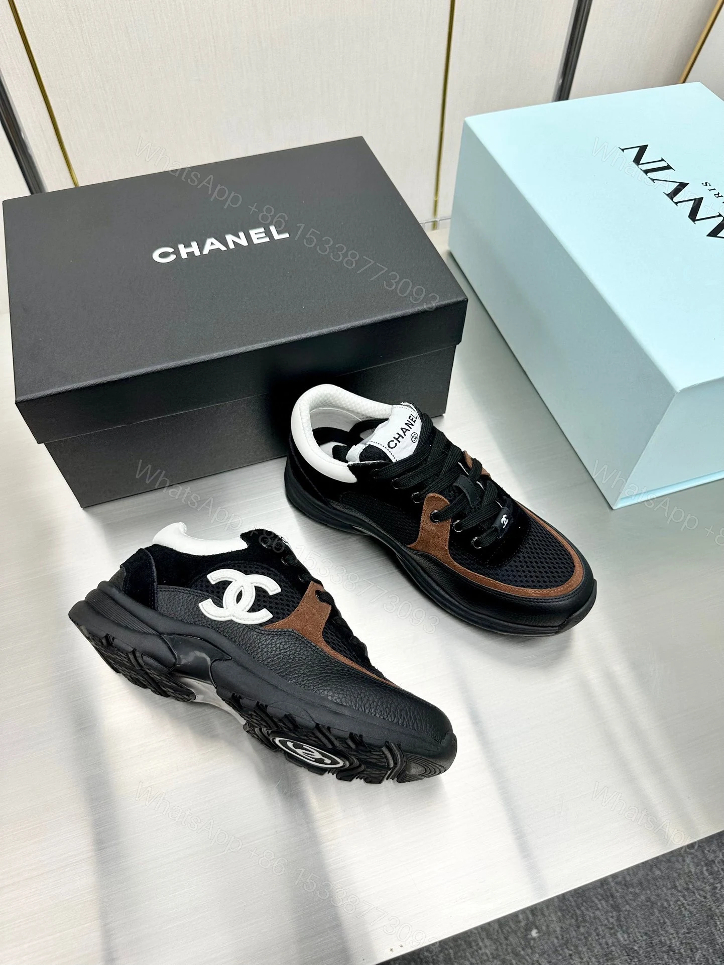 Chanel 原單黑咖拼色厚底運動鞋 女士休閒老爹鞋 — view 1