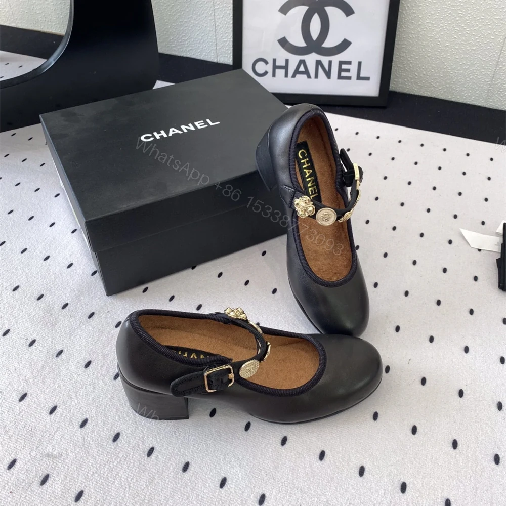 View 4 of 高仿Chanel*G45778X圓頭塔扣芭蕾舞鞋4.5CM黑色免檢版